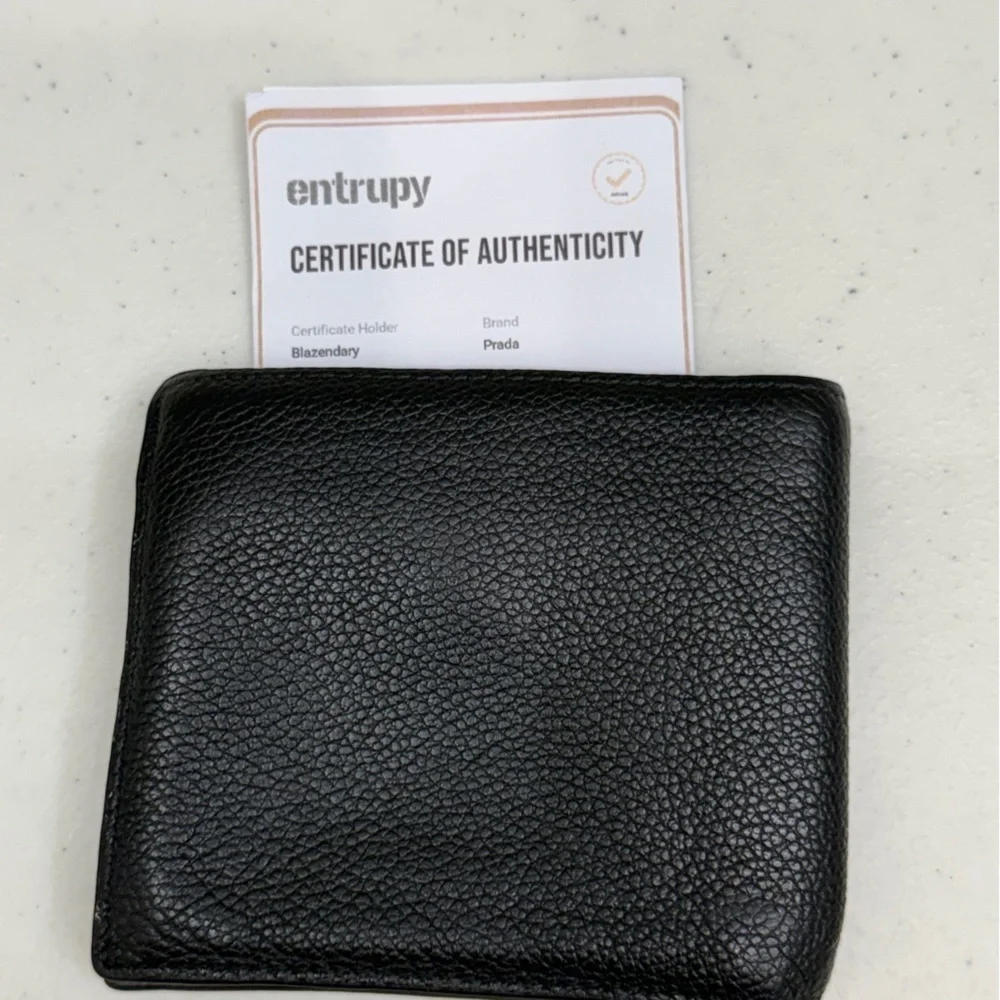 Prada Mens Bifold Leather Wallet Black Designer Saffiano